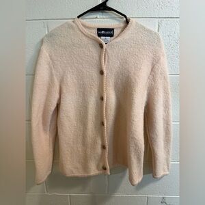 Vintage Sag Harbor petite Soft Pale Pink Button Cardigan size large